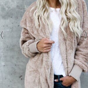 VICI Tan Furry Jacket ("The Coziest Yet Pocketed Cardigan")